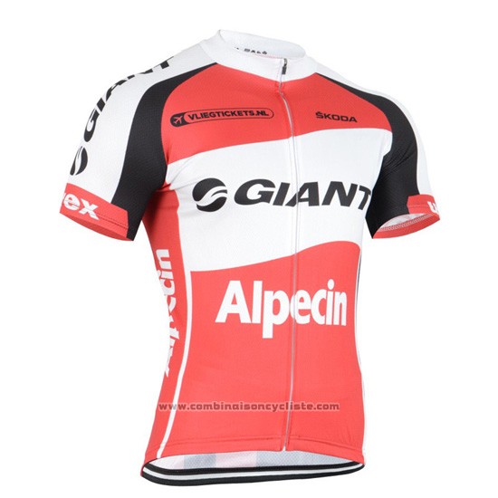 2015 Maillot Cyclisme Giant Alpecin Rouge et Blanc Manches Courtes et Cuissard